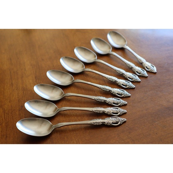 Lot 8x Oneida RENOIR Pembrooke Stainless SSS Pierced Soup Table Spoon 6.75" - Picture 9 of 10